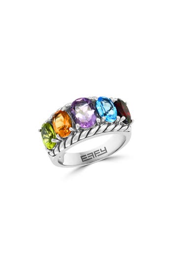 Effy Sterling Silver Mixed Gemstone Ring In Silver