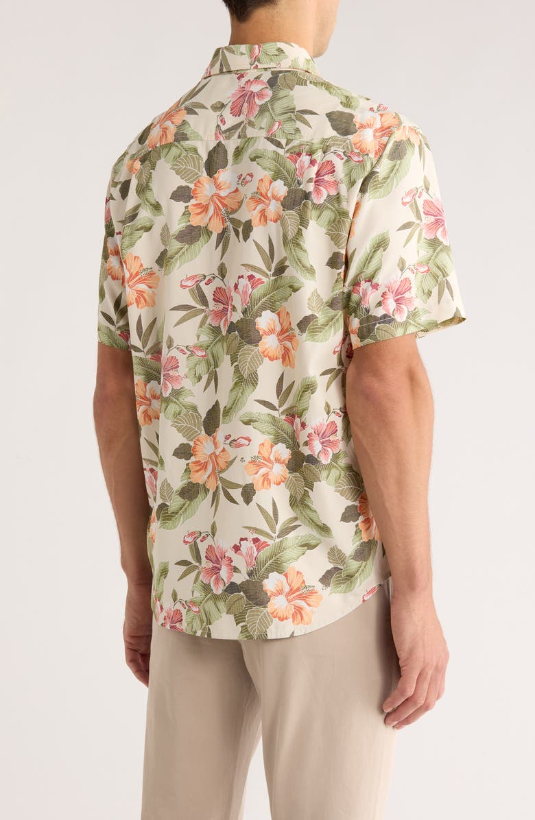 Tommy Bahama Coastal Ease Cali Grove Floral IslandZone<sup>®</sup> Short Sleeve Button-Up Shirt, Alternate, color, Cameo