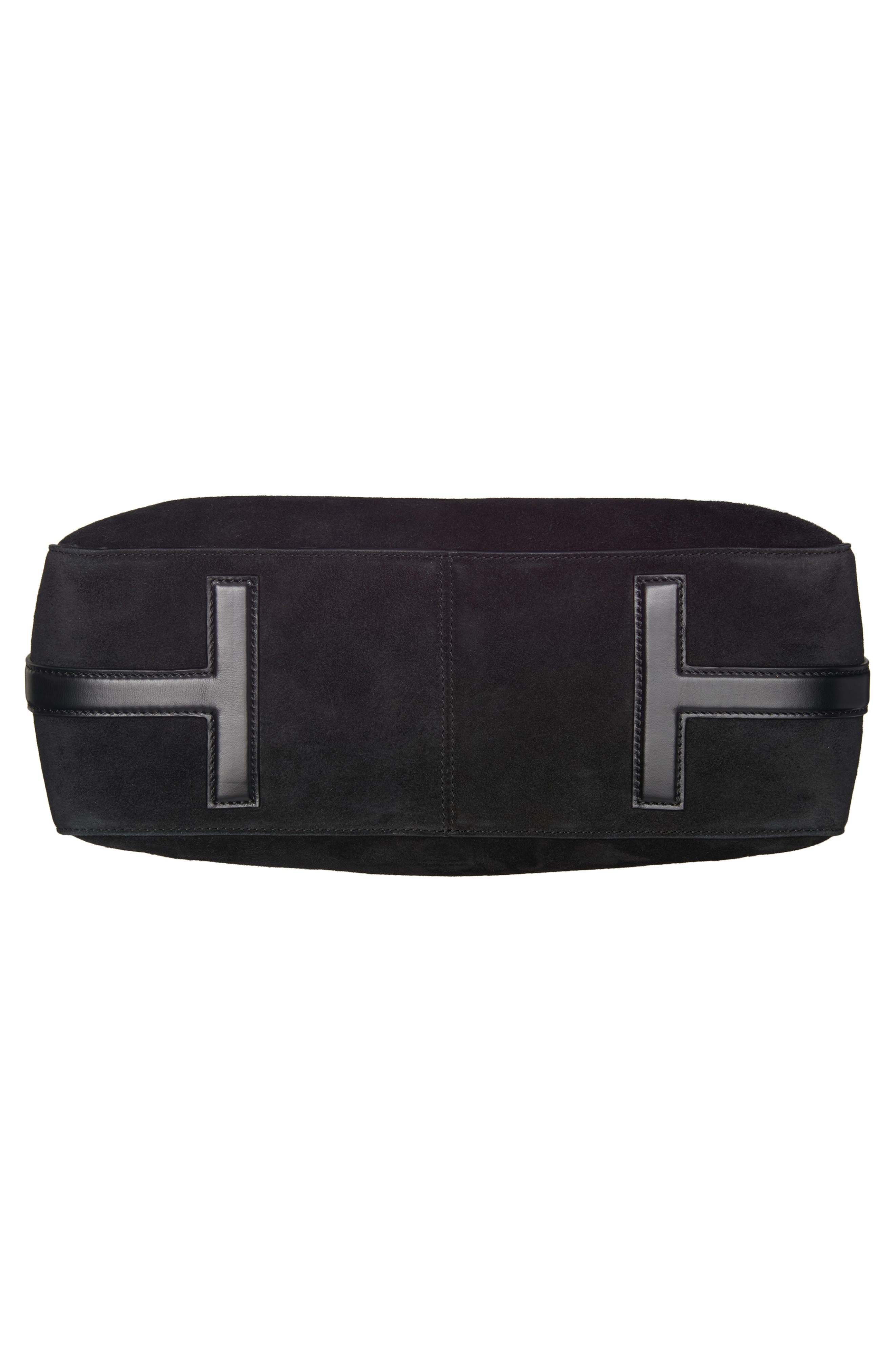 TOM FORD Medium Suede Besace Shoulder Bag, Alternate, color, Black