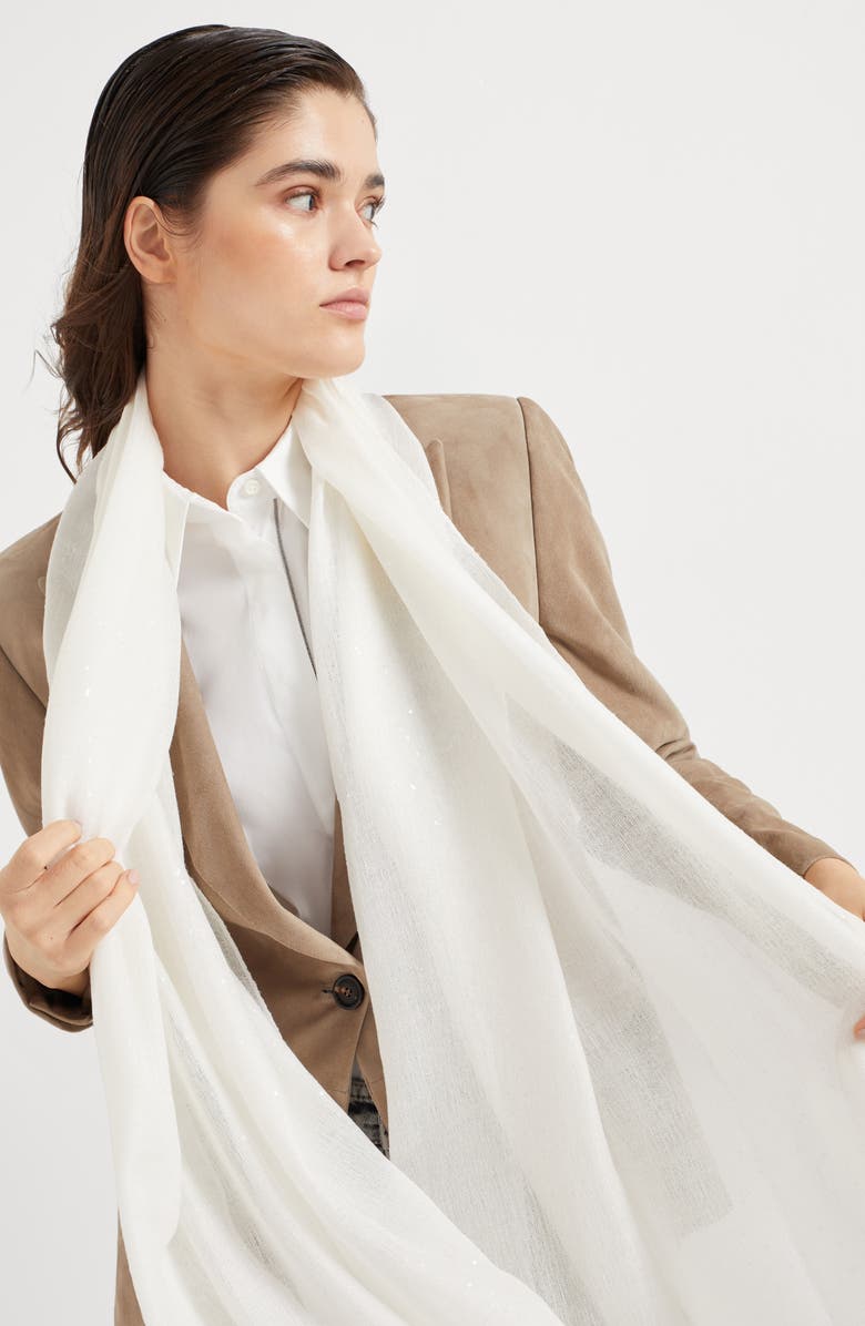 Brunello Cucinelli Cashmere and silk Diamond yarn scarf, Alternate, color, 