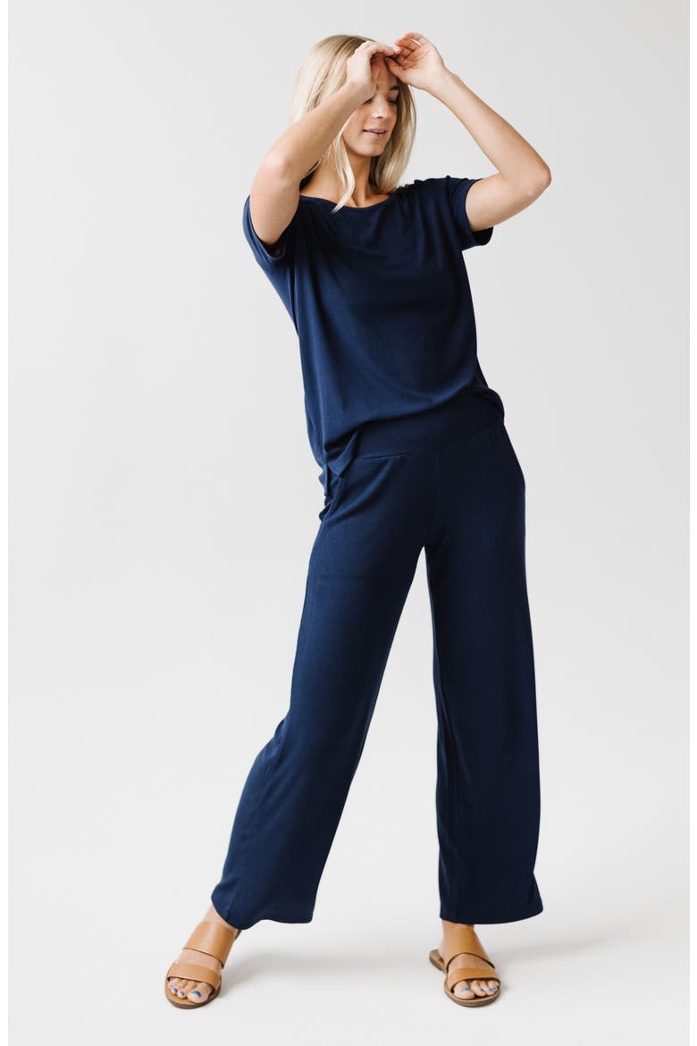 Rib Pajama Pants, Alternate, color, NAVY