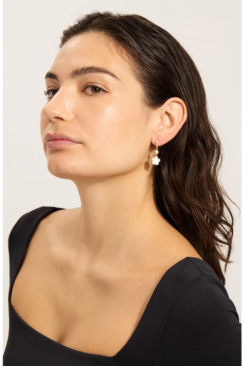 Clover Drop Earrings, Alternate, color, WHITE