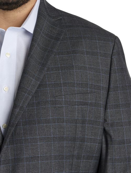 Michael Kors Big & Tall Windowpane Sport Coat In Charcoal