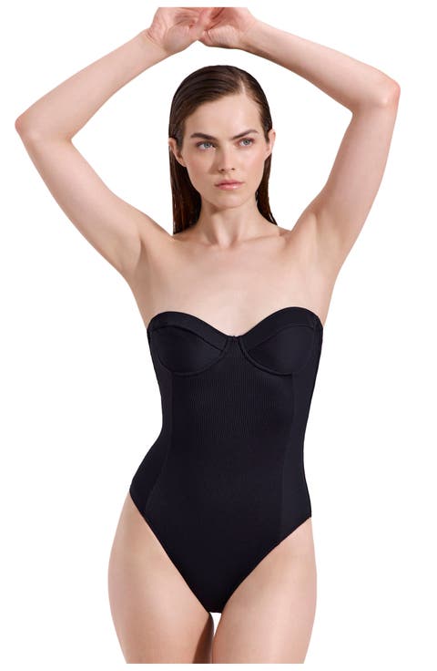 Emanuelle Textured Underwire Bandeau One Piece