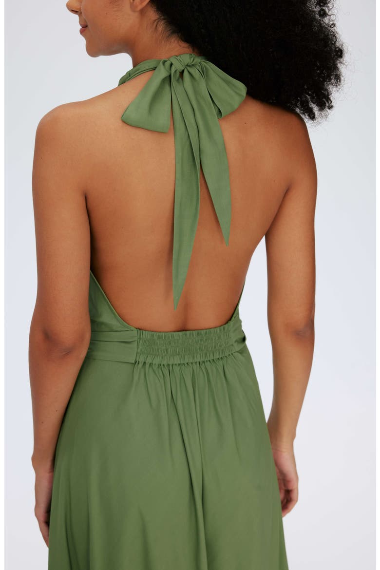 McKibbin Halter Neck Maxi Dress, Alternate, color, MILITARY GREEN