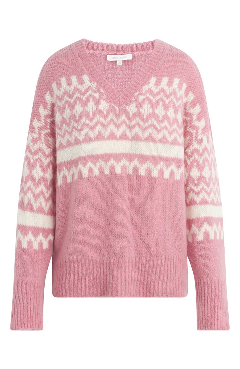 Favorite Daughter The Winter William Merino Wool Blend Sweater, Alternate, color, Pink Fairisle