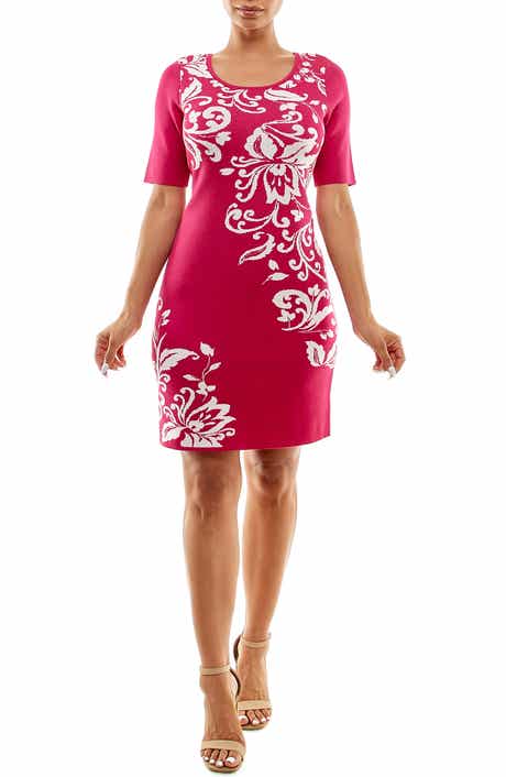 Nina Leonard Jacquard Sweater Dress