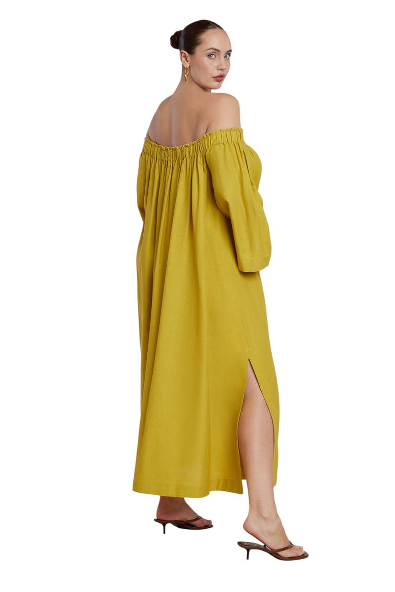 Off The Shoulder Easy Maxi Dress, Alternate, color, CHARTREUSE