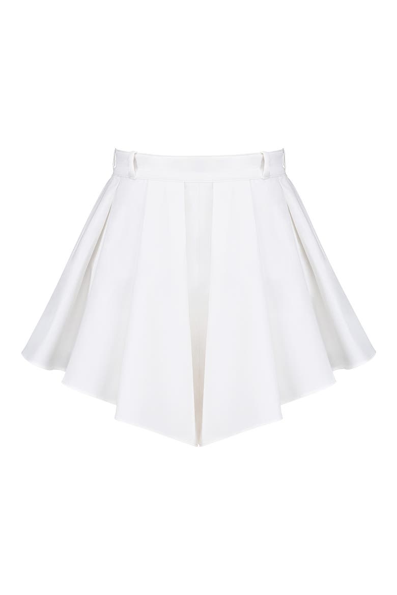 Lumi Pima Stretch Cotton Twill Flare Shorts, Alternate, color, WHITE