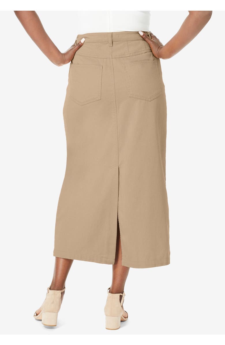 Jessica London Classic Cotton Denim Midi Skirt, Alternate, color, Black