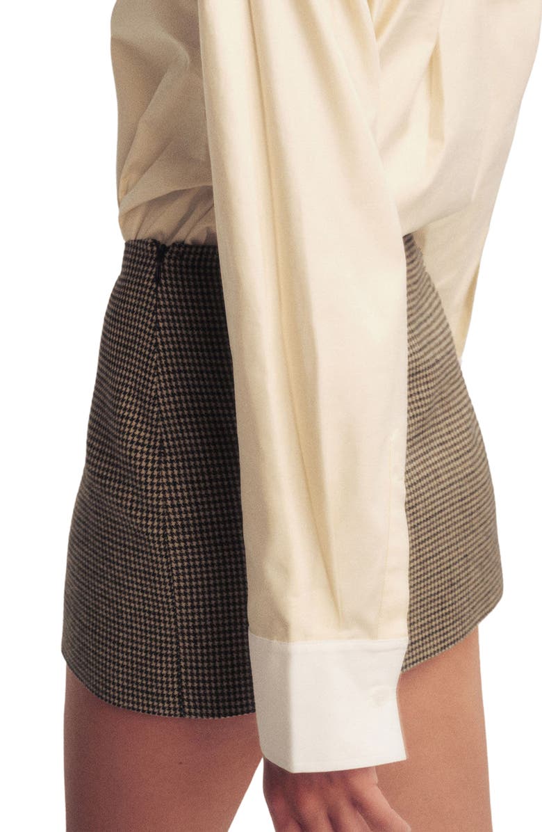 Reformation Carla Houndstooth Miniskirt, Alternate, color, Tan Houndstooth