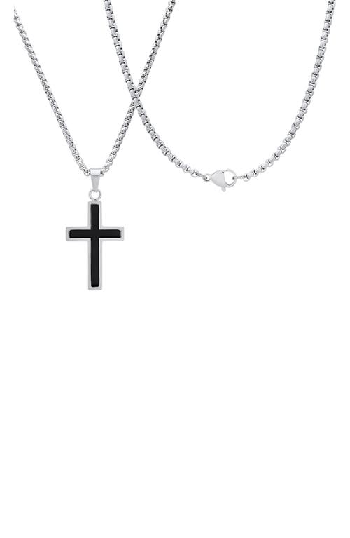 Hmy Jewelry Two-tone Stainless Steel Cross Pendant Necklace In Metallic