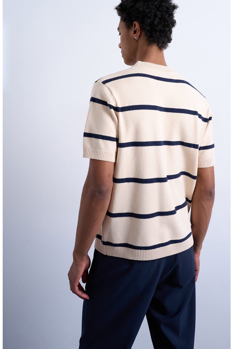 Classic Fit Stripe Short Sleeve Sweater, Alternate, color, CREAM