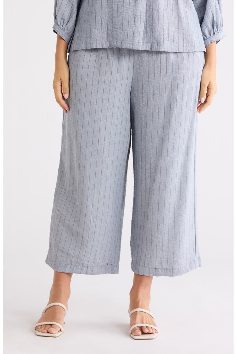Tie Waist Wide Leg Pants, Main, color, DENIM/ BLACK STRIPE
