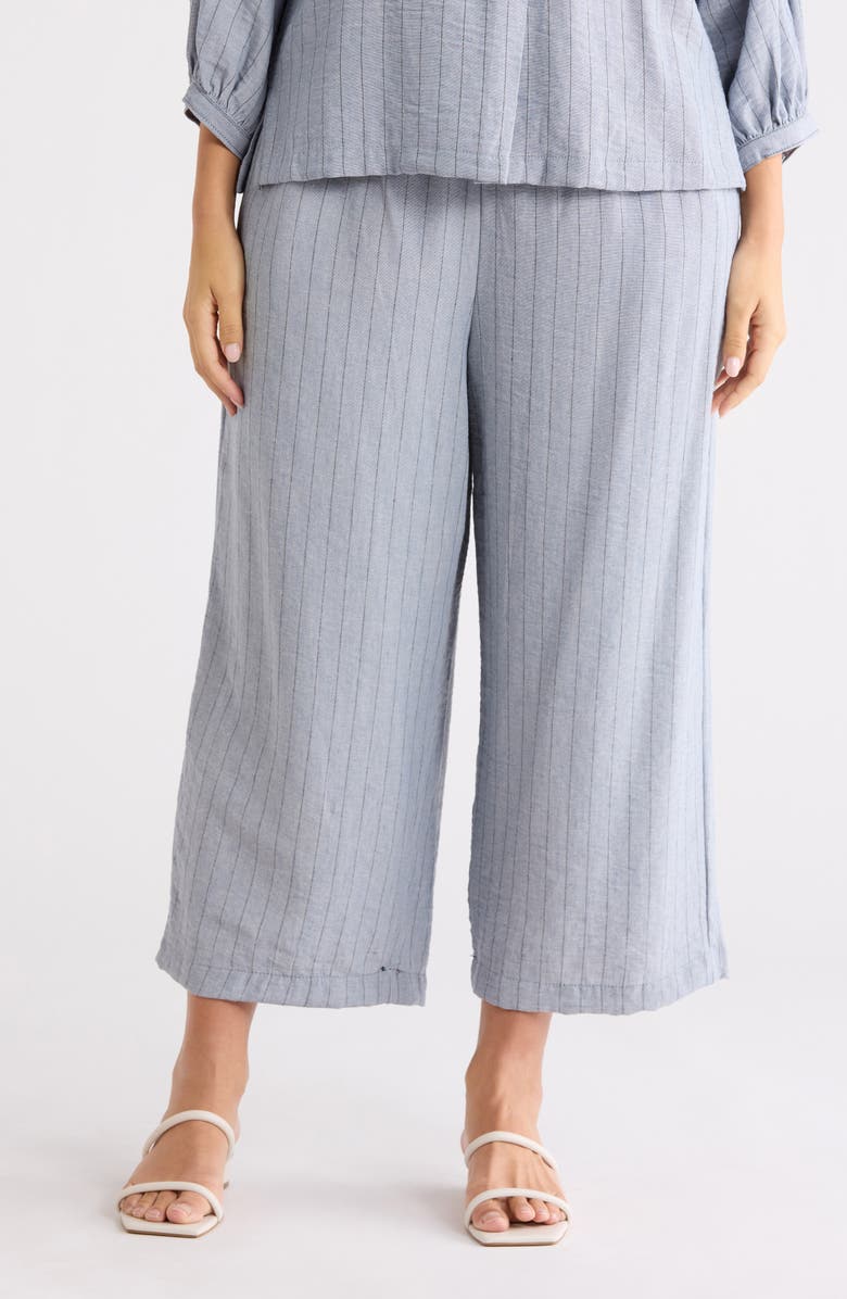 MAX STUDIO Tie Waist Wide Leg Pants, Main, color, Denim/ Black Stripe