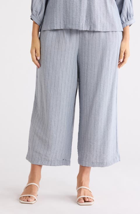 Tie Waist Wide Leg Pants (Plus)