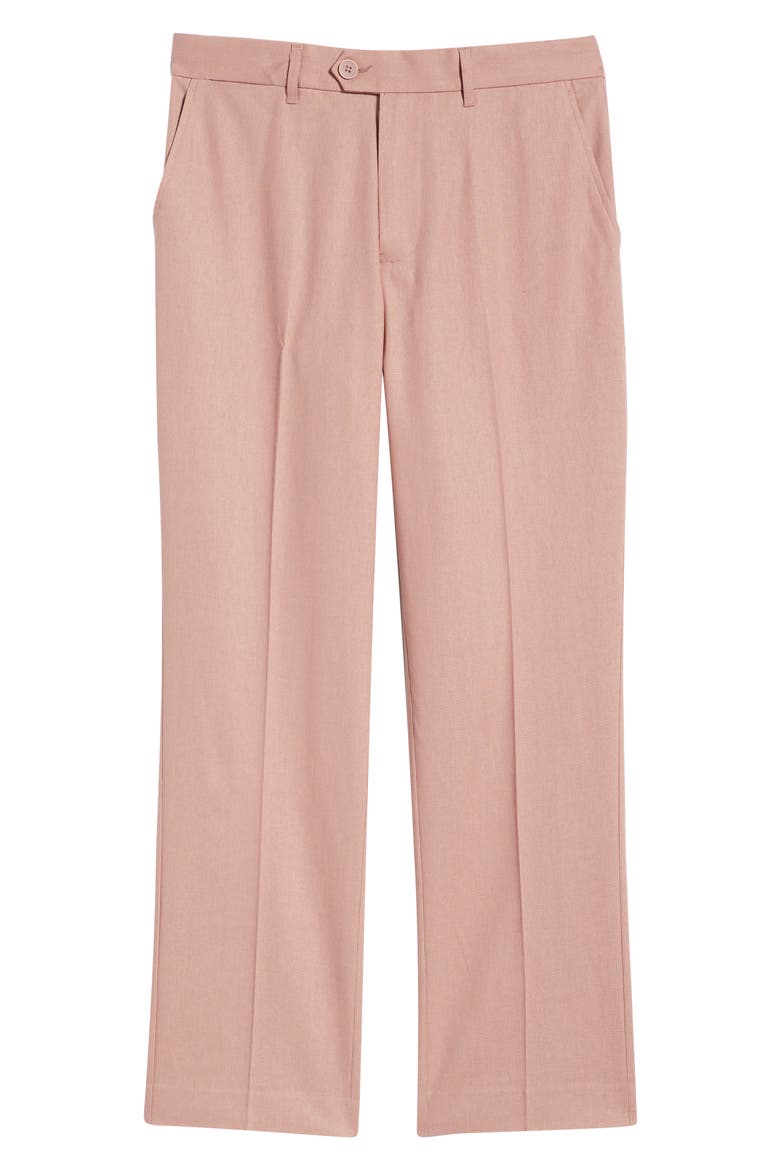 Tailored Flat Front Linen & Cotton Trousers, Alternate, color, MAUVE