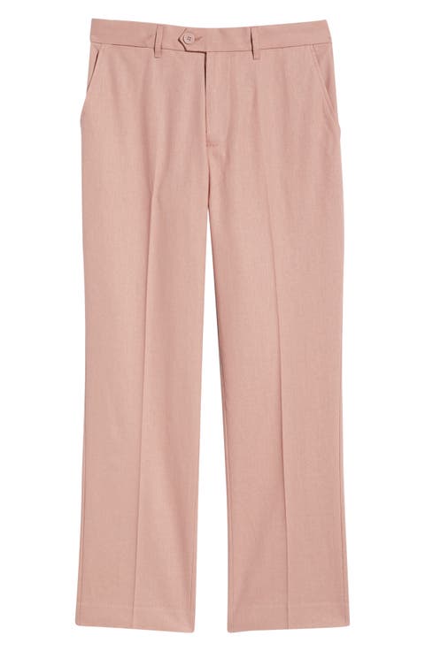Tailored Flat Front Linen & Cotton Trousers