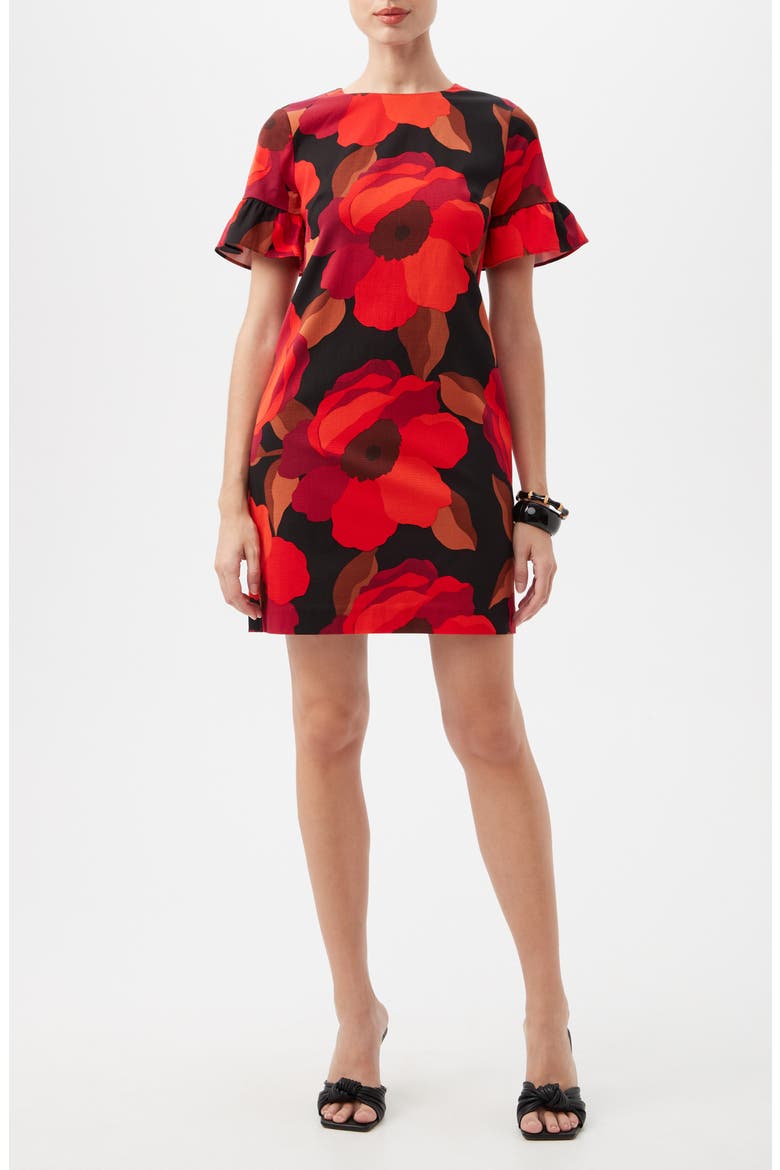 Darling Ruffle Sleeve Shift Dress, Main, color, RED MULTI