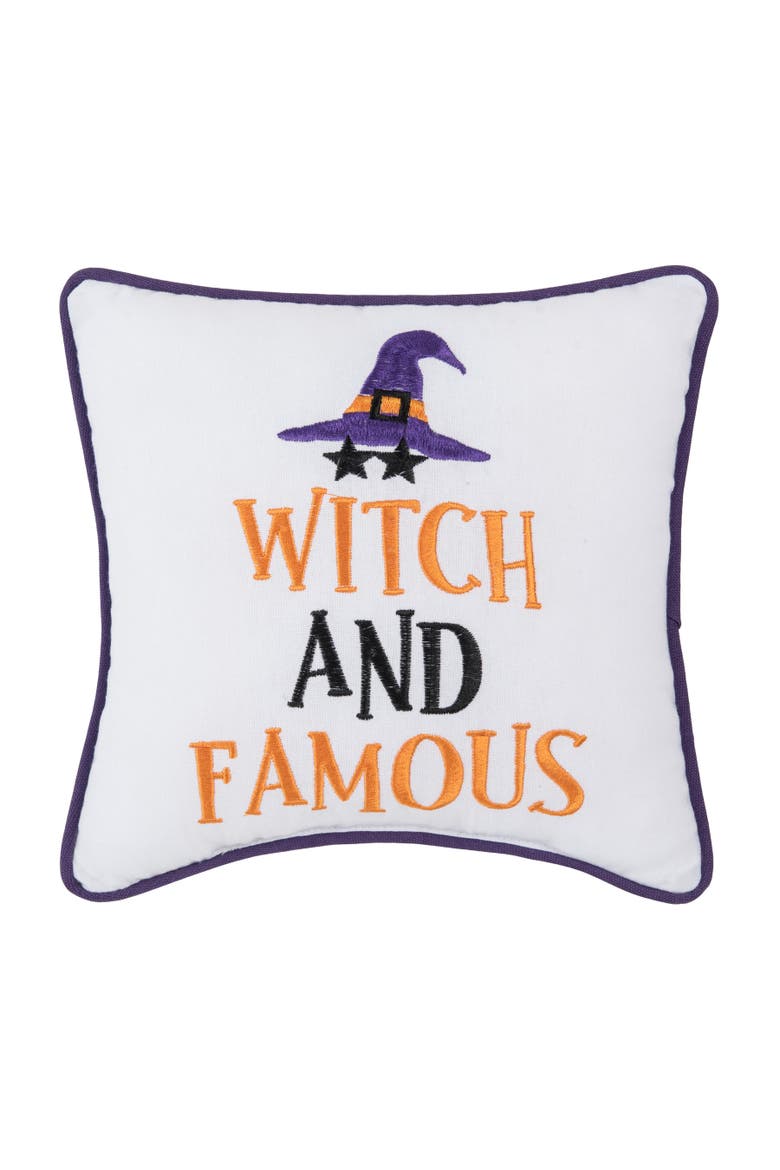 Witch And Famous Halloween Small/Petite Accent Pillow, 10" x 10", Main, color, Orange