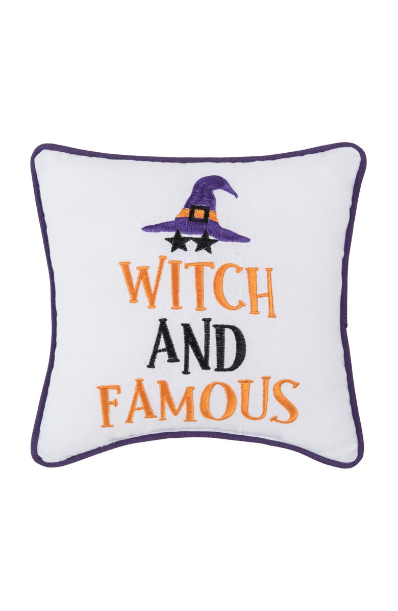 C&F Home Witch And Famous Halloween Small/Petite Accent Pillow, 10" x 10", Main, color, Orange