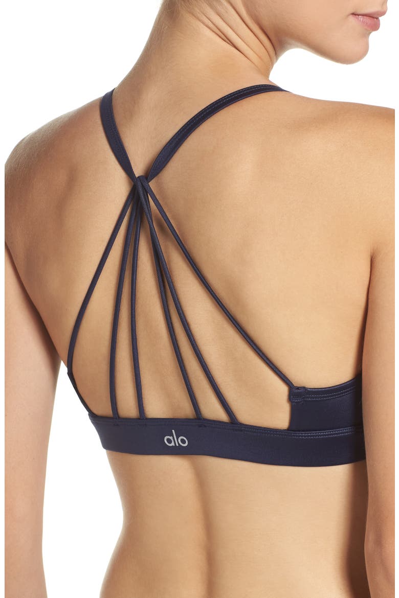 Sunny Strappy Yoga Bra, Alternate, color, RICH NAVY GLOSSY