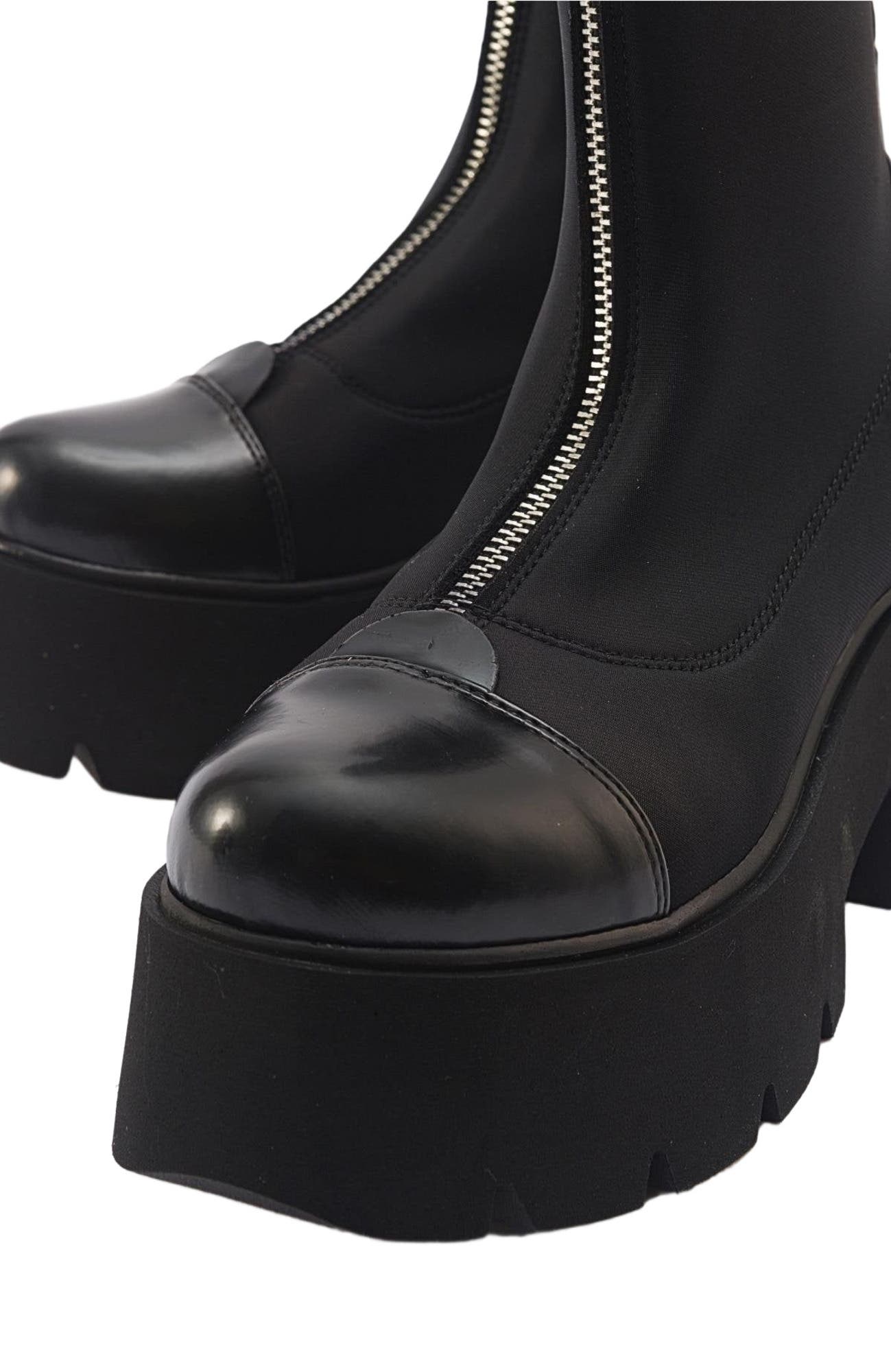 Prologue Shoes Bray Patent Chunky Boot, Alternate, color, Black Patent Faux Leather
