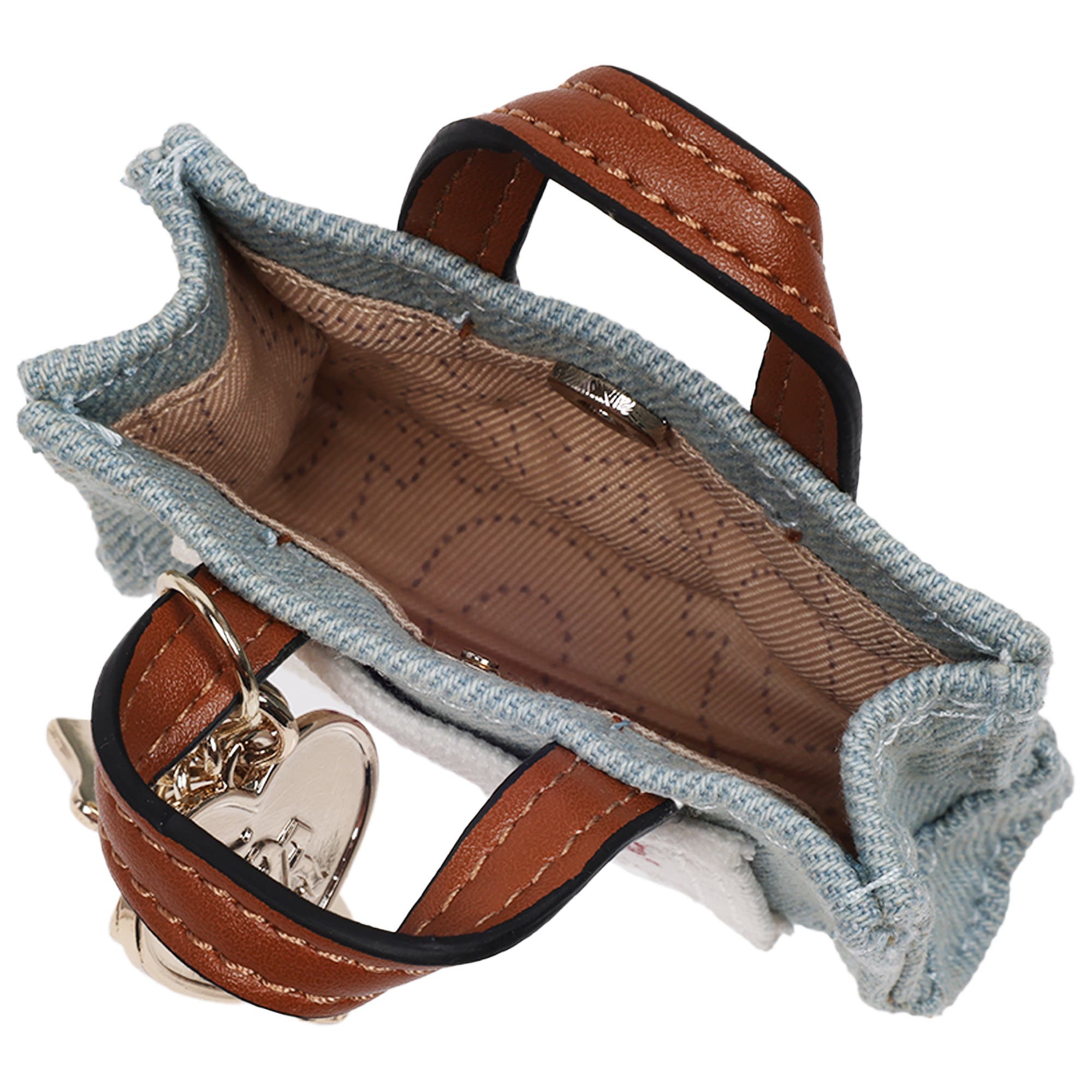 True Religion Buddha Mini Tote Bag Charm, Alternate, color, Denim