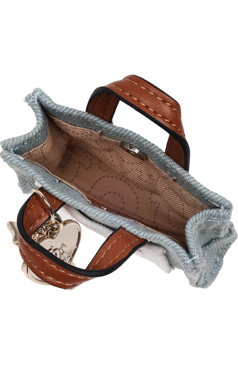 True Religion Buddha Mini Tote Bag Charm, Alternate, color, Denim