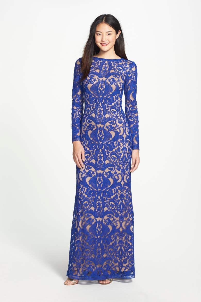 Lace A-Line Gown, Alternate, color, MYSTIC BLUE