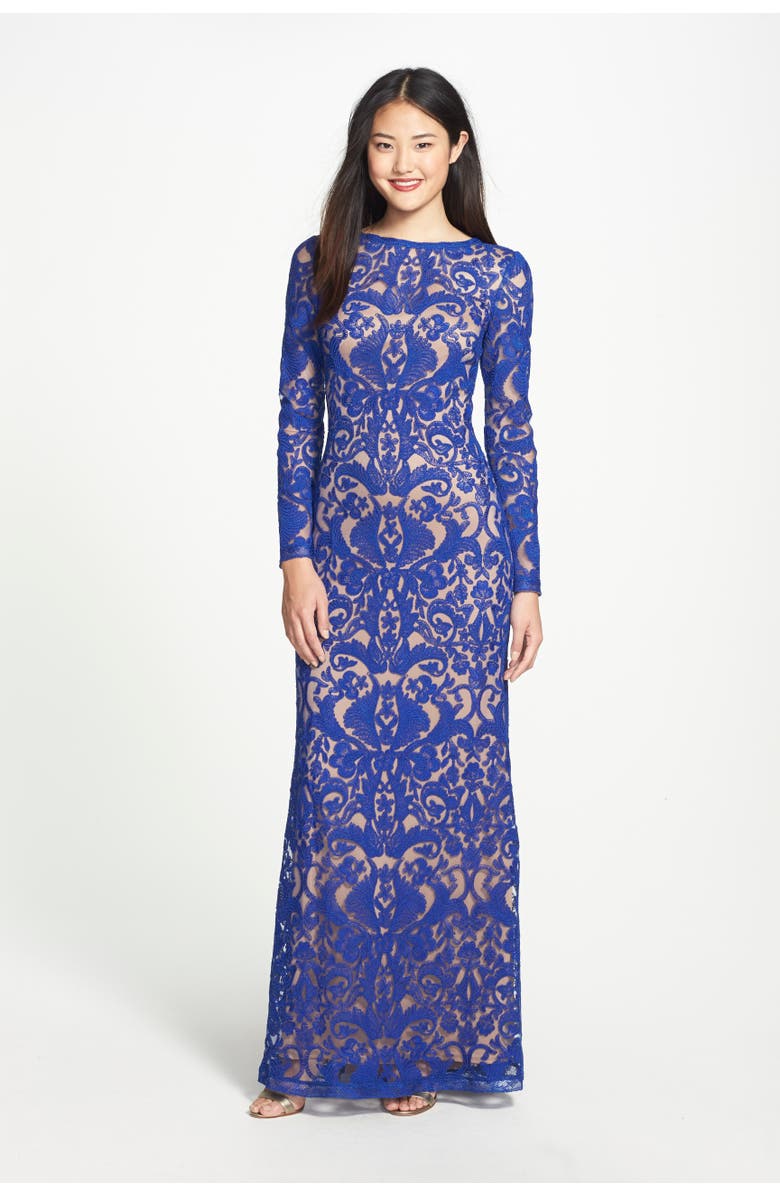 Tadashi Shoji Lace A-Line Gown, Alternate, color, 