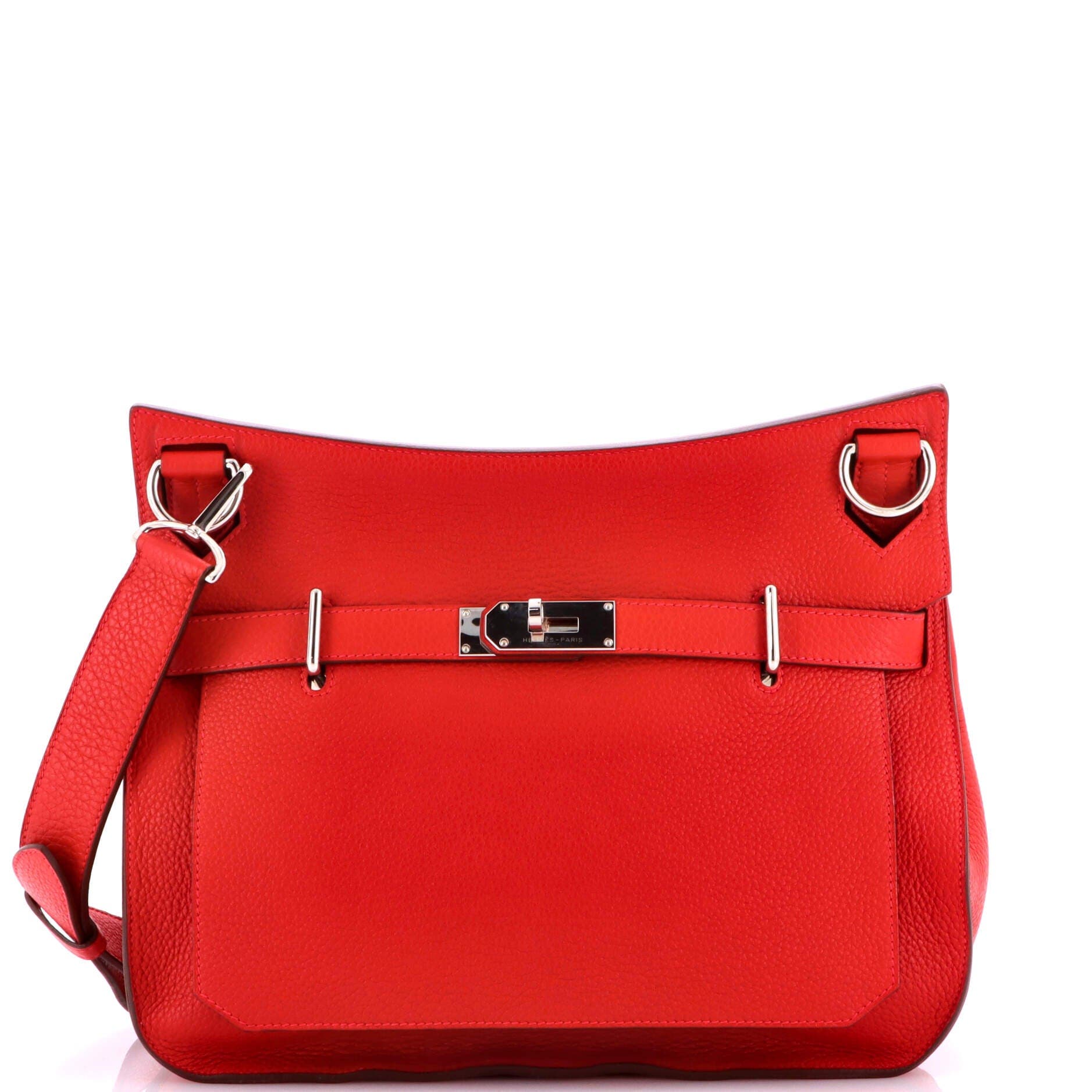Pre-Owned Hermes Jypsiere Bag Clemence 34, Main, color, Rouge Casaque