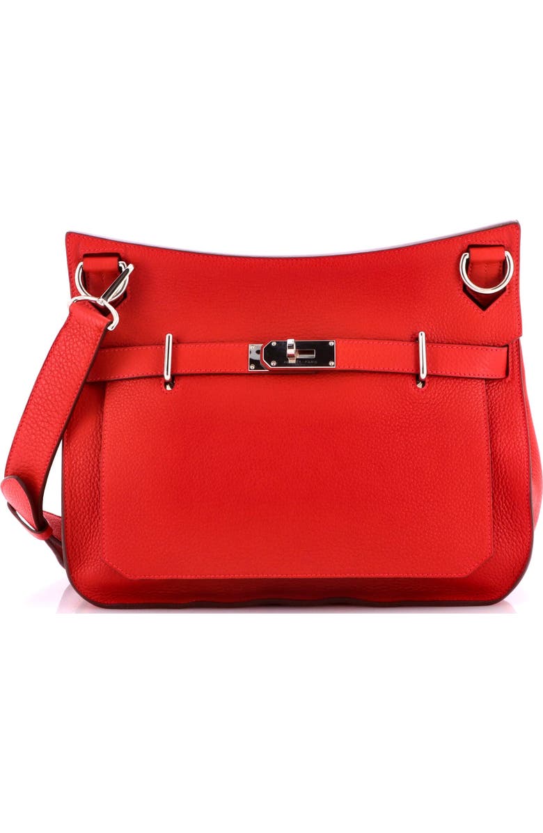 Pre-Owned Hermes Jypsiere Bag Clemence 34, Main, color, Rouge Casaque