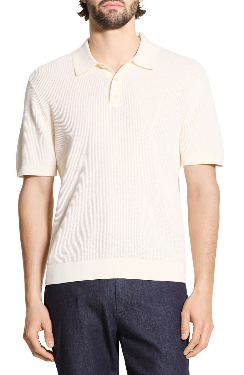 Theory Mesh Knit Polo, Main, color, Eggshell