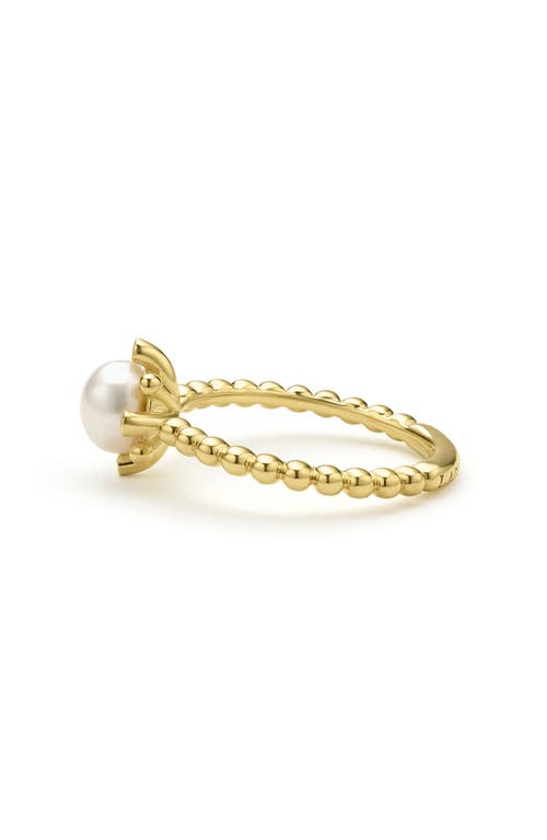 Lagos 18k Luna Fleur Pearl Floral Ring In Gold
