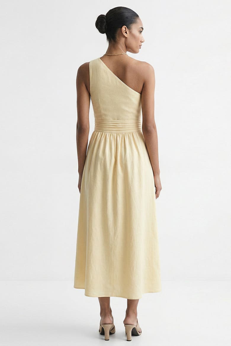 Burk Elastic Waist Linen Blend Midi Dress, Alternate, color, Ecru