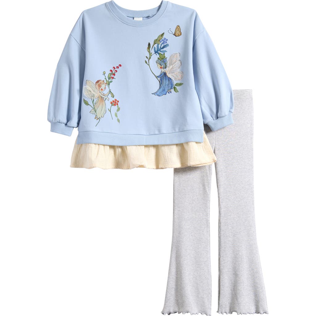 Next Kids' Fairy Graphic Sweatshirt & Flare Leggings Set In Blue