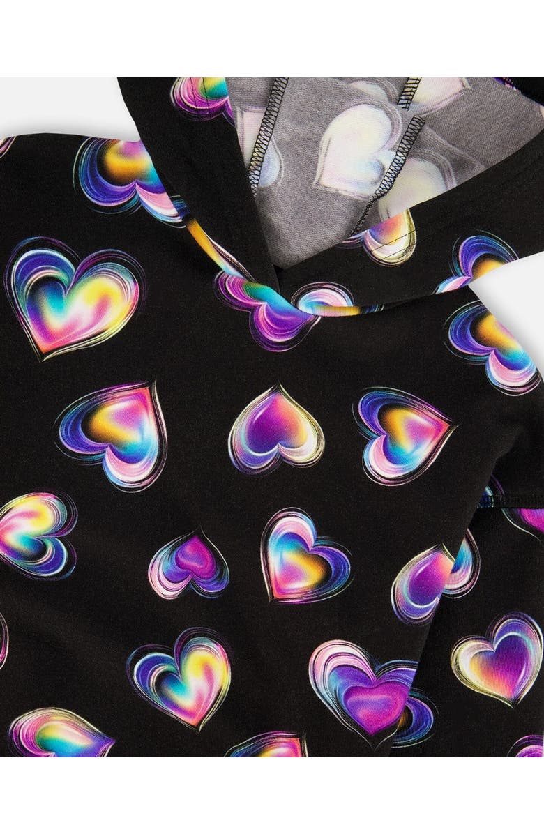 Deux par Deux Fleece Hoodie, Alternate, color, Black And Multicolor