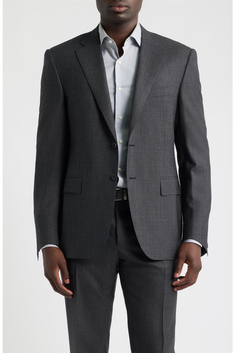 Siena Regular Fit Shadow Plaid Wool Suit, Alternate, color, CHARCOAL