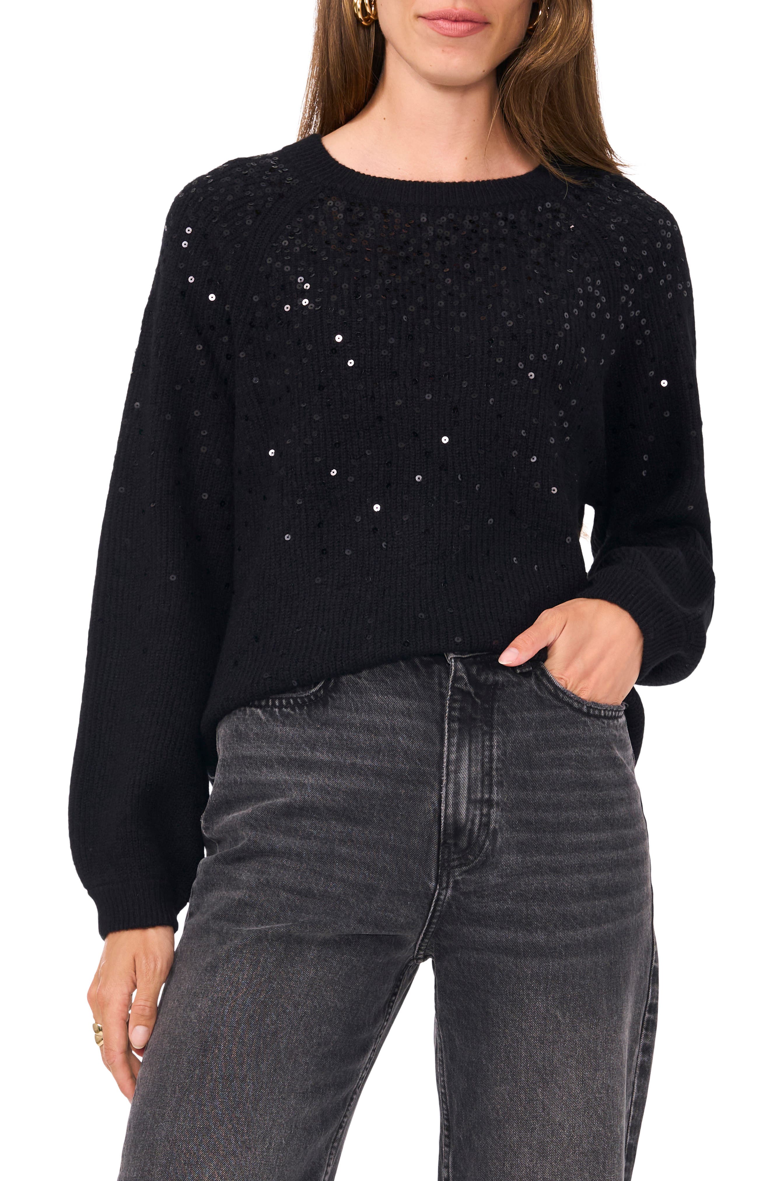 Vince Camuto Sequin Crewneck Sweater