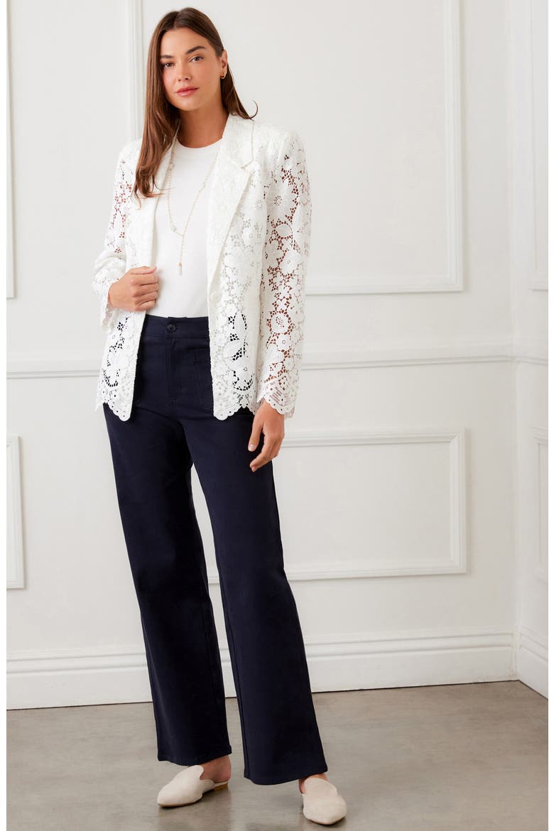 Scallop Trim Lace Blazer, Alternate, color, OFF WHITE