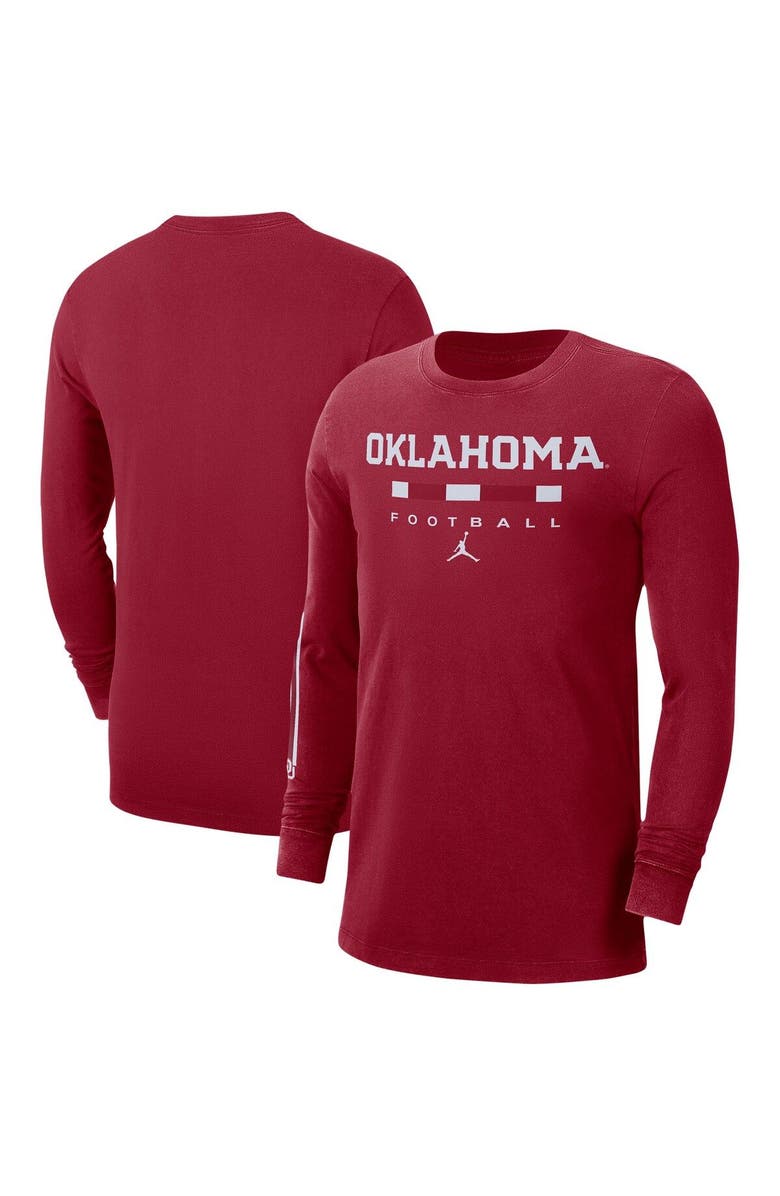 Jordan Brand Men's Jordan Brand Crimson Oklahoma Sooners Word Long Sleeve T-Shirt, Main, color, 