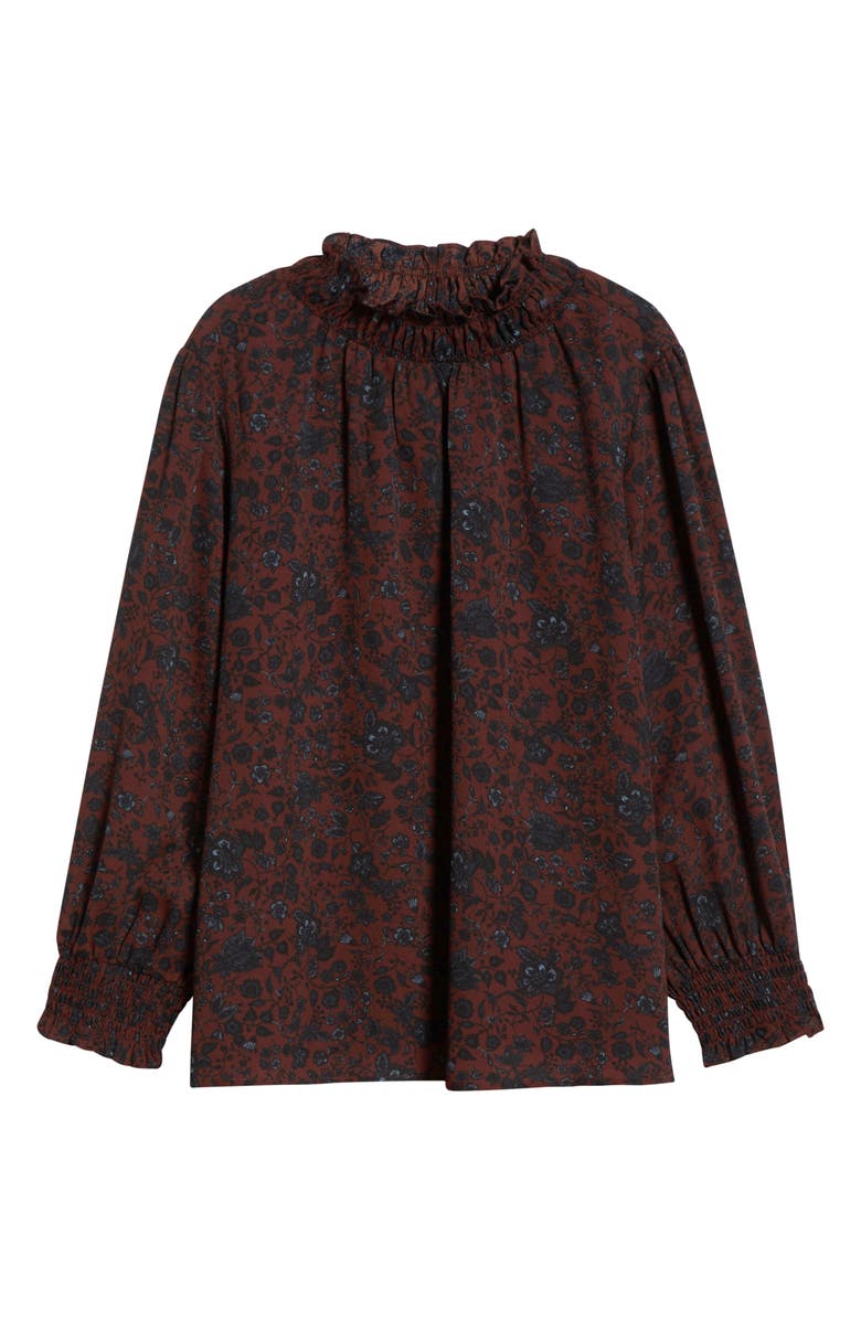 SUGARLIPS Kalida Ruffle Collar Top, Alternate, color, Chocolate