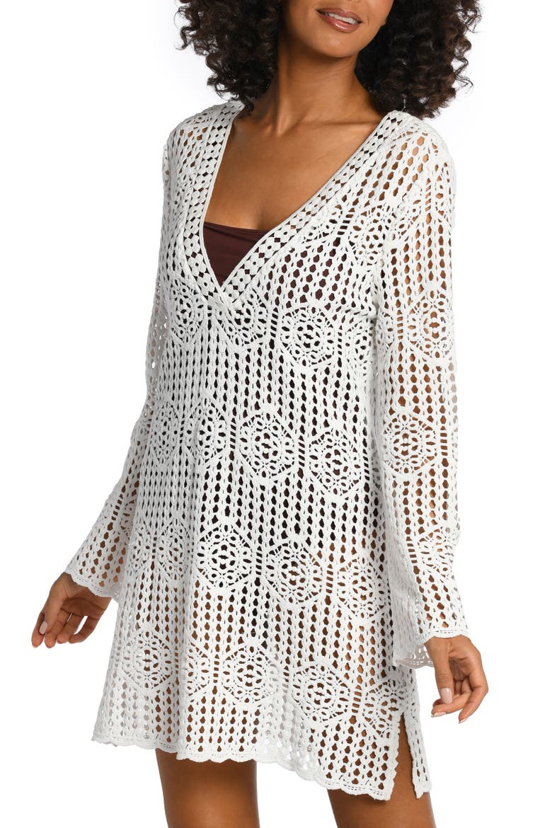 Waverly Long Sleeve Cotton Cover-Up Dress, Alternate, color, IVORY