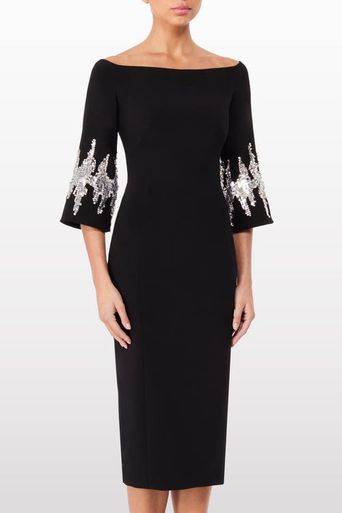 Jenny Packham Aster Sequin-embellished Midi Dress In Black
