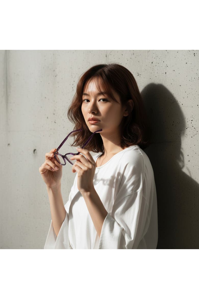 Haze 46mm Geometric Eyeglasses, Alternate, color, Smoked Violet