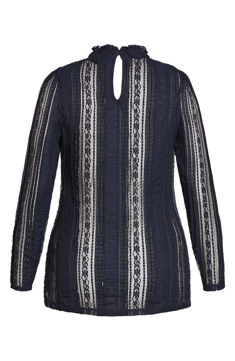 City Chic Panelled Lace Top, Alternate, color, Navy
