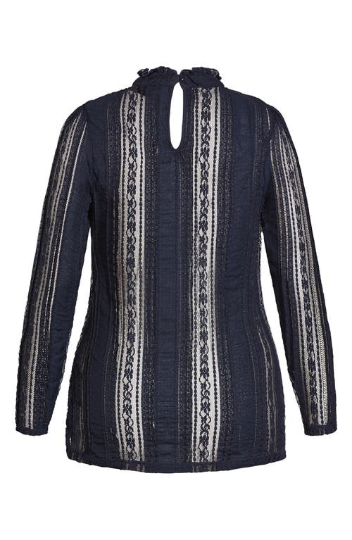 City Chic Panelled Lace Top In Blue