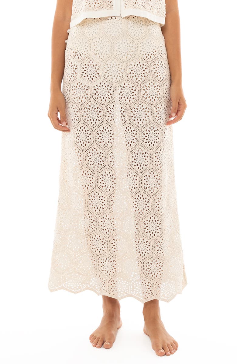 Agua Bendita Tove Seed Crochet Cover-Up Maxi Skirt, Main, color, 
