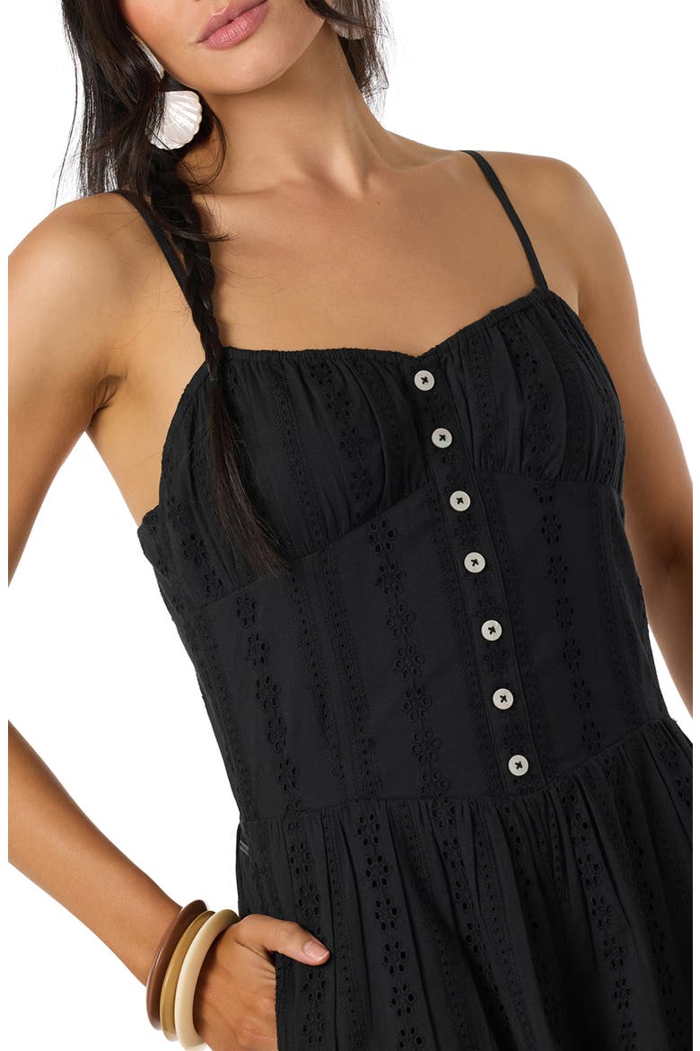 Olive Cotton Romper, Alternate, color, BLACK